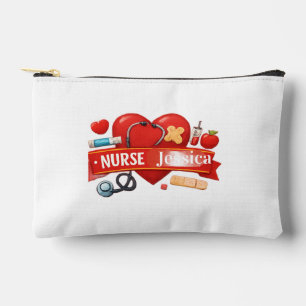 Personalised Heart Nurse Office sign Custom Accessory Pouch