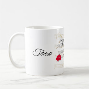 Personalised Heart of Music with Roses mug