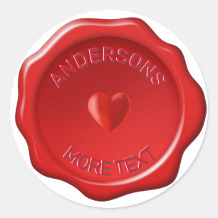 Personalised Heart on Red Wax Seal Stickers