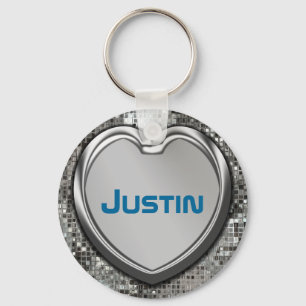 Personalised Heart On Sequins Keychain