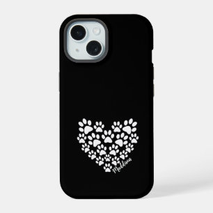 Personalised Heart Paw Prints iPhone 15 Case