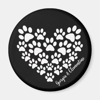 Personalised Heart Paw Prints Magnet