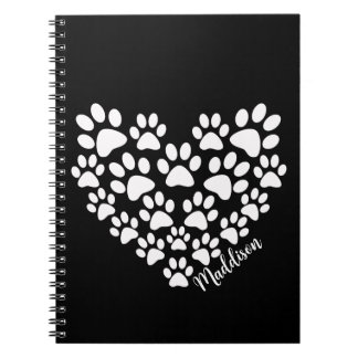 Personalised Heart Paw Prints Notebook