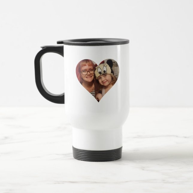 Personalised Heart Photo and Message for Mum Travel Mug (Left)