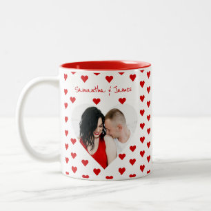 Personalised heart photo & couple's names mug