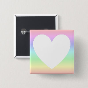 Personalised Heart Photo, Cute Pastel Rainbow 15 Cm Square Badge