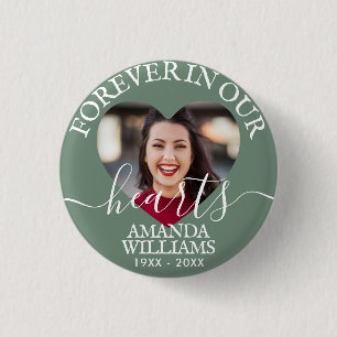 Personalised Heart Photo Memorial 3 Cm Round Badge