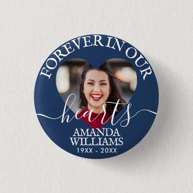 Personalised Heart Photo Memorial 3 Cm Round Badge (Front)