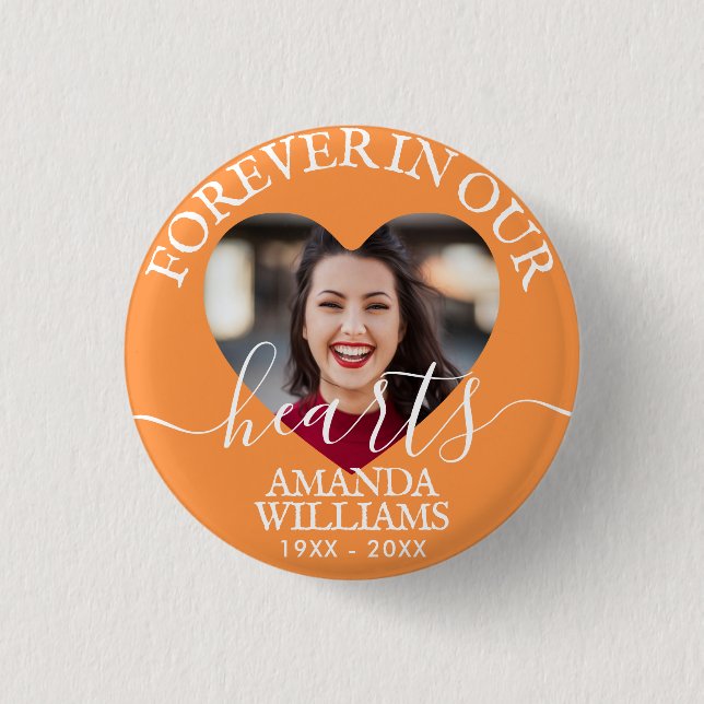 Personalised Heart Photo Memorial 3 Cm Round Badge (Front)