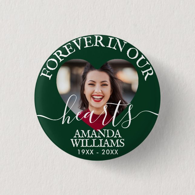 Personalised Heart Photo Memorial 3 Cm Round Badge (Front)