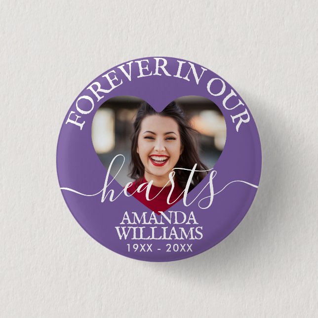 Personalised Heart Photo Memorial 3 Cm Round Badge (Front)