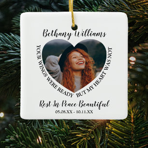Personalised Heart Photo Memorial Christmas Tree Ceramic Ornament