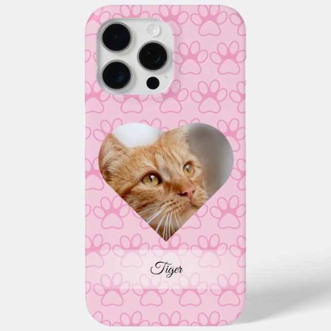 Personalised Heart Photo Paw Print Case-Mate iPhone Case (Back)