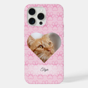Personalised Heart Photo Paw Print iPhone 15 Pro Max Case