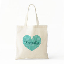 Personalised heart polka dots pattern tote bag