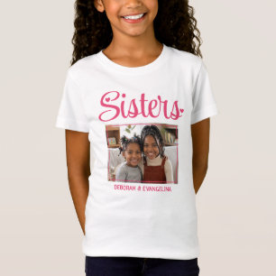 Personalised Heart Script Photo SISTERS T-Shirt