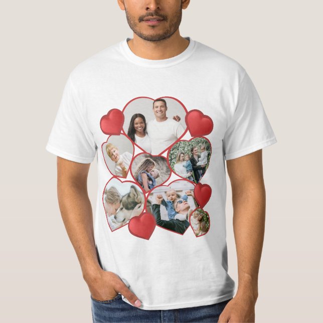 Personalised heart shaped photo collage T-Shirt (Front)