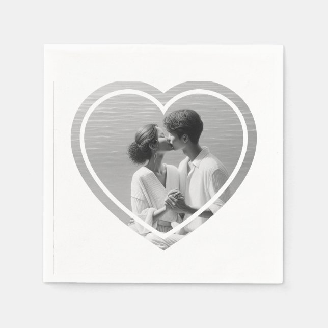 Personalised Heart Shaped  Photo Wedding  Napkin (Front)