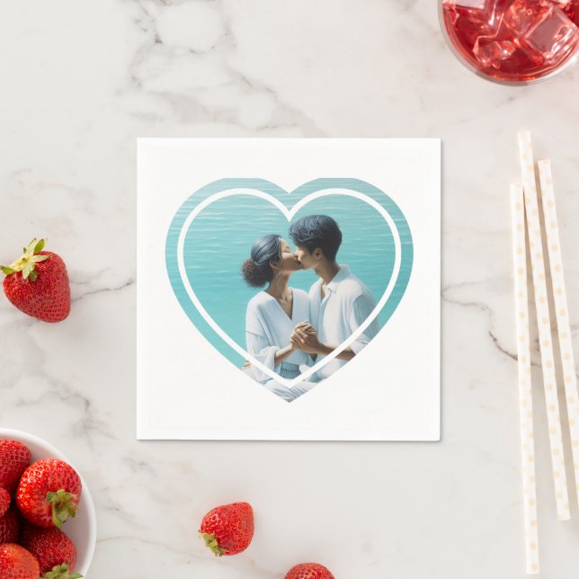 Personalised Heart Shaped  Photo Wedding  Napkin (Insitu)