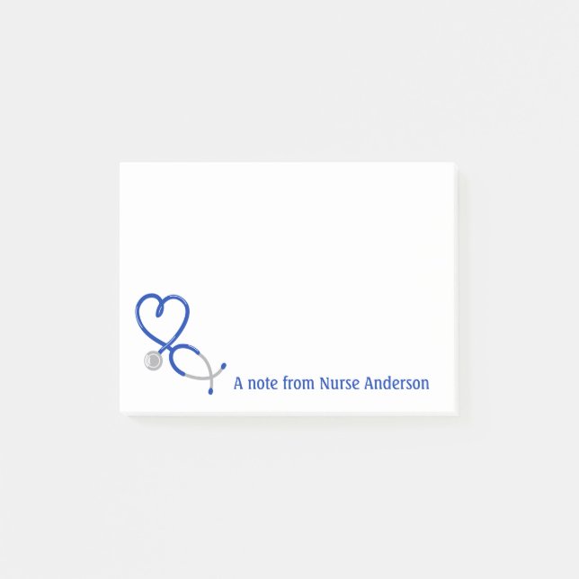 Personalised Heart Shaped Stethscope Nurse, Doctor Post-it Notes (Front)