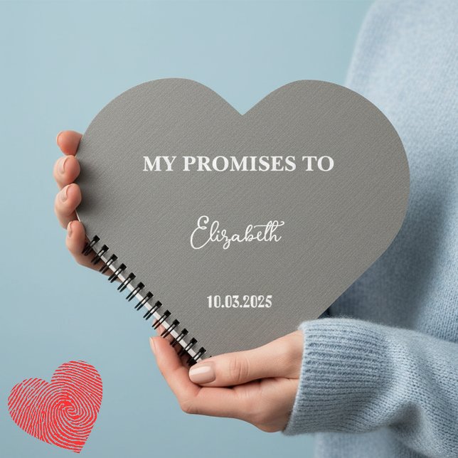 Personalised Heart-Shaped Vow Book| My Promises to Notebook (Personalized heart-shaped notebook to capture wedding vows, promises, and special moments.)