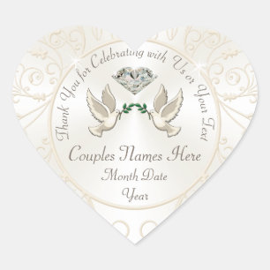 Personalised Heart Shaped Wedding Stickers, Love B Heart Sticker