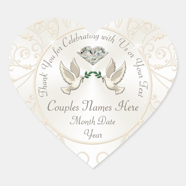 Personalised Heart Shaped Wedding Stickers, Love B Sticker (Front)