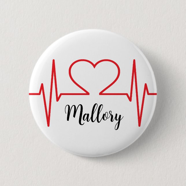 Personalised Heart Simple Medical 6 Cm Round Badge (Front)