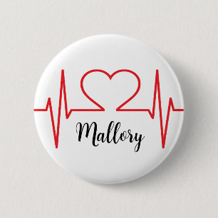 Personalised Heart Simple Medical 6 Cm Round Badge