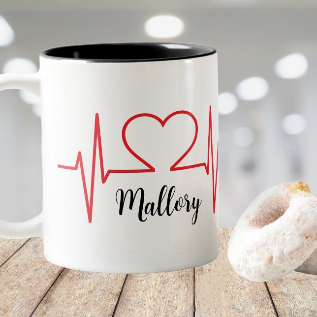 Personalised Heart Simple Medical Two-Tone Coffee Mug (Creator Uploaded)