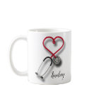 personalised heart stethoscope coffee mug