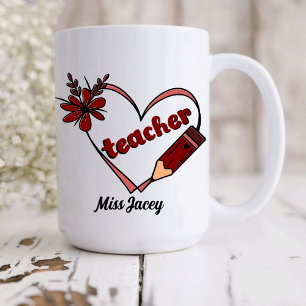 Personalised Heart Teacher Valentine's Day Coffee Mug