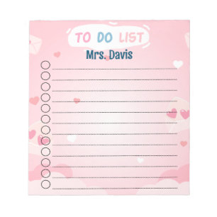 Personalised Heart Themed To-Do List Notepad
