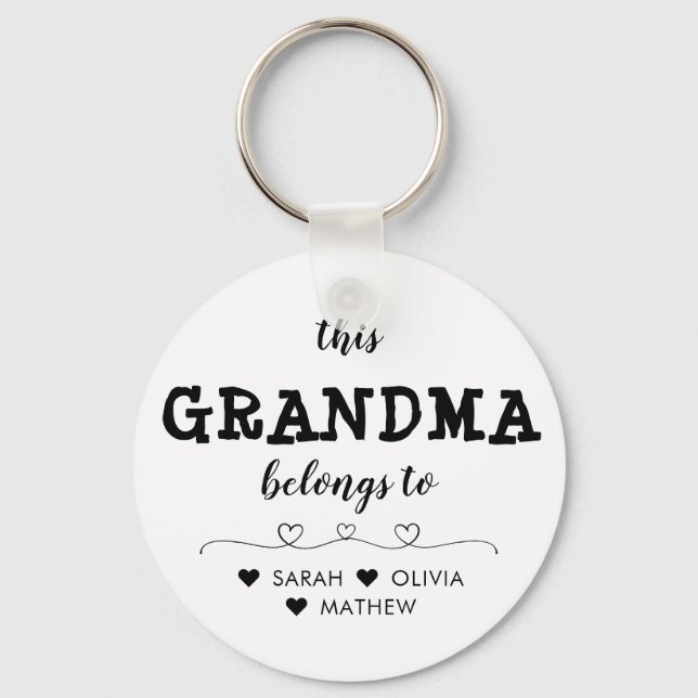 Personalised Heart This Grandma Belongs to Key Ring (Front)