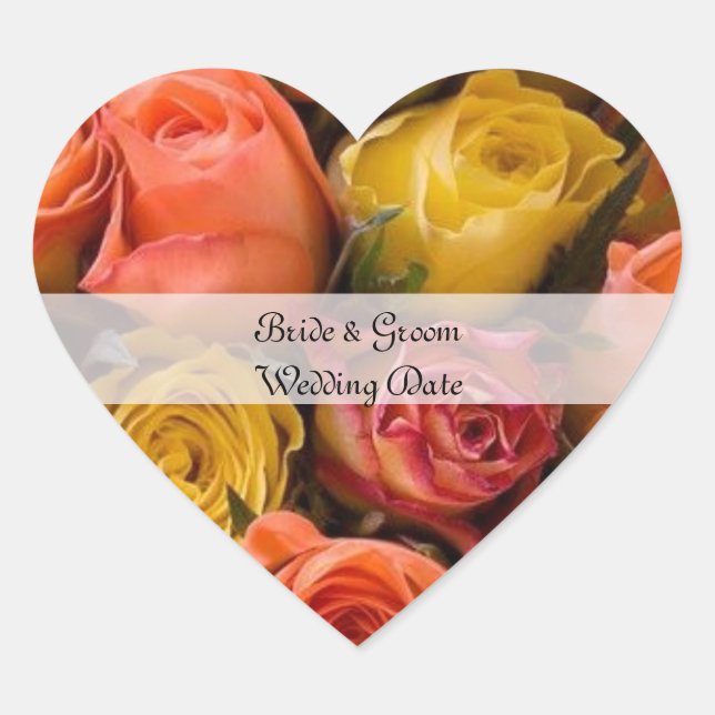 Personalised  Heart  Wedding Stickers  Template (Front)