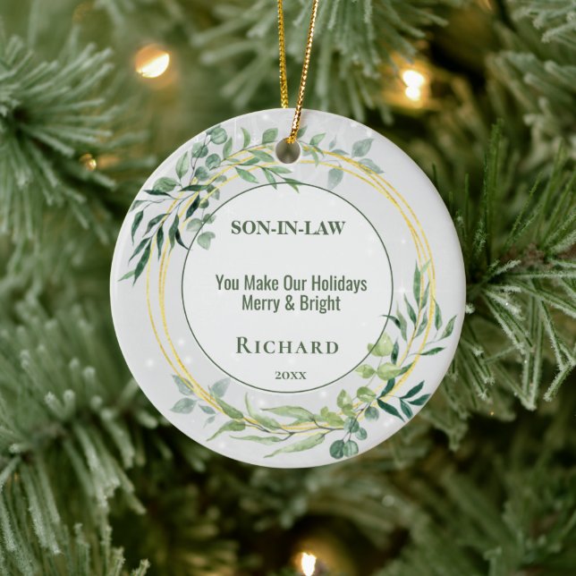 Personalised Heartfelt Son In Law Ceramic Ornament (Tree)