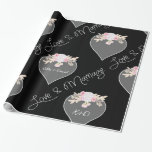 Personalised Hearts and Flowers Chalkboard Wedding Wrapping Paper<br><div class="desc">This beautiful chalkboard hearts and flowers bridal wrapping paper will thrill the bride and groom when the newly married couple sees a special gift made even more unique when it is wrapped in this vintage, chic, customised wedding wrapping paper. Easily personalise this wedding gift wrap with the bride and groom's...</div>