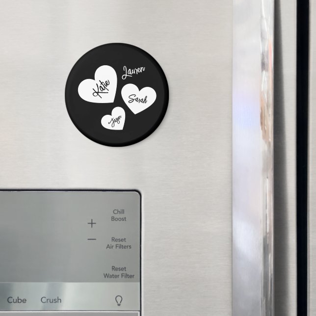 Personalised Hearts Black & White Mother's Fridge Magnet (In Situ (Fridge))