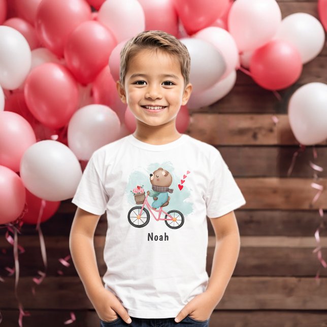 Personalised Hearts Cute Teddy Kids Valentines Day T-Shirt (Creator Uploaded)