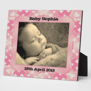 Personalised Hearts Frame Baby Photo Plaque