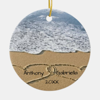 Personalised Hearts In The Sand Ornament