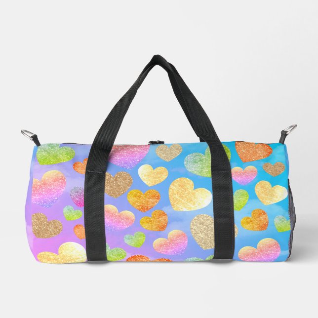 Personalised Hearts in the Sky Small Duffle Bag (Front)