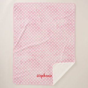 Personalised Hearts on Pink Sherpa Blanket