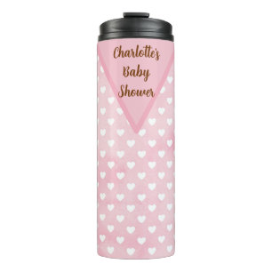Personalised Hearts on Pink Thermal Tumbler
