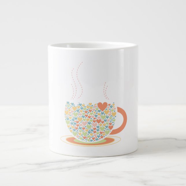 Personalised Hearts Printed Tea-Coffee Mug (Front)