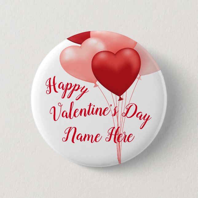 Personalised Hearts Valentine's Day Button (Front)