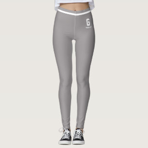 Personalised Heather Grey White Striped Monogram Leggings