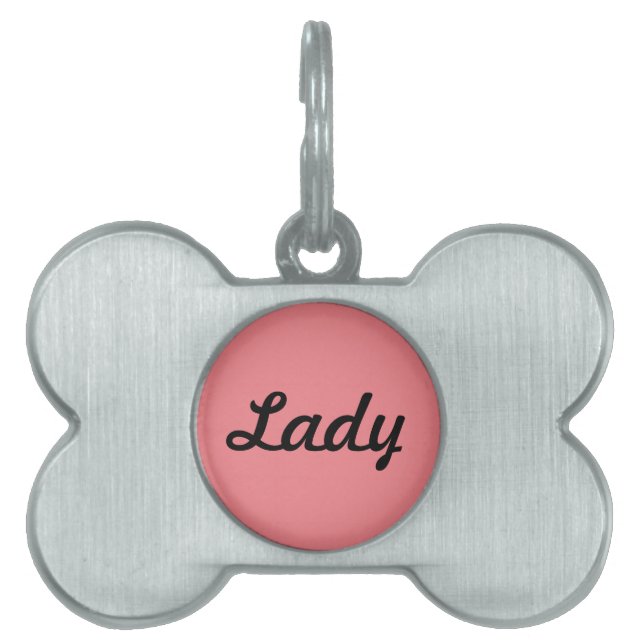 Personalised Heavy Duty Pet ID Tag in Pink (Front)