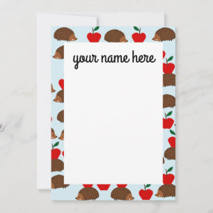 Personalised Hedgehog and Apples Notecards