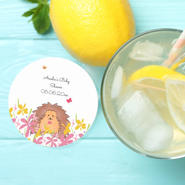 Personalised Hedgehog Baby Shower Paper Coaster (Creator Uploaded)
